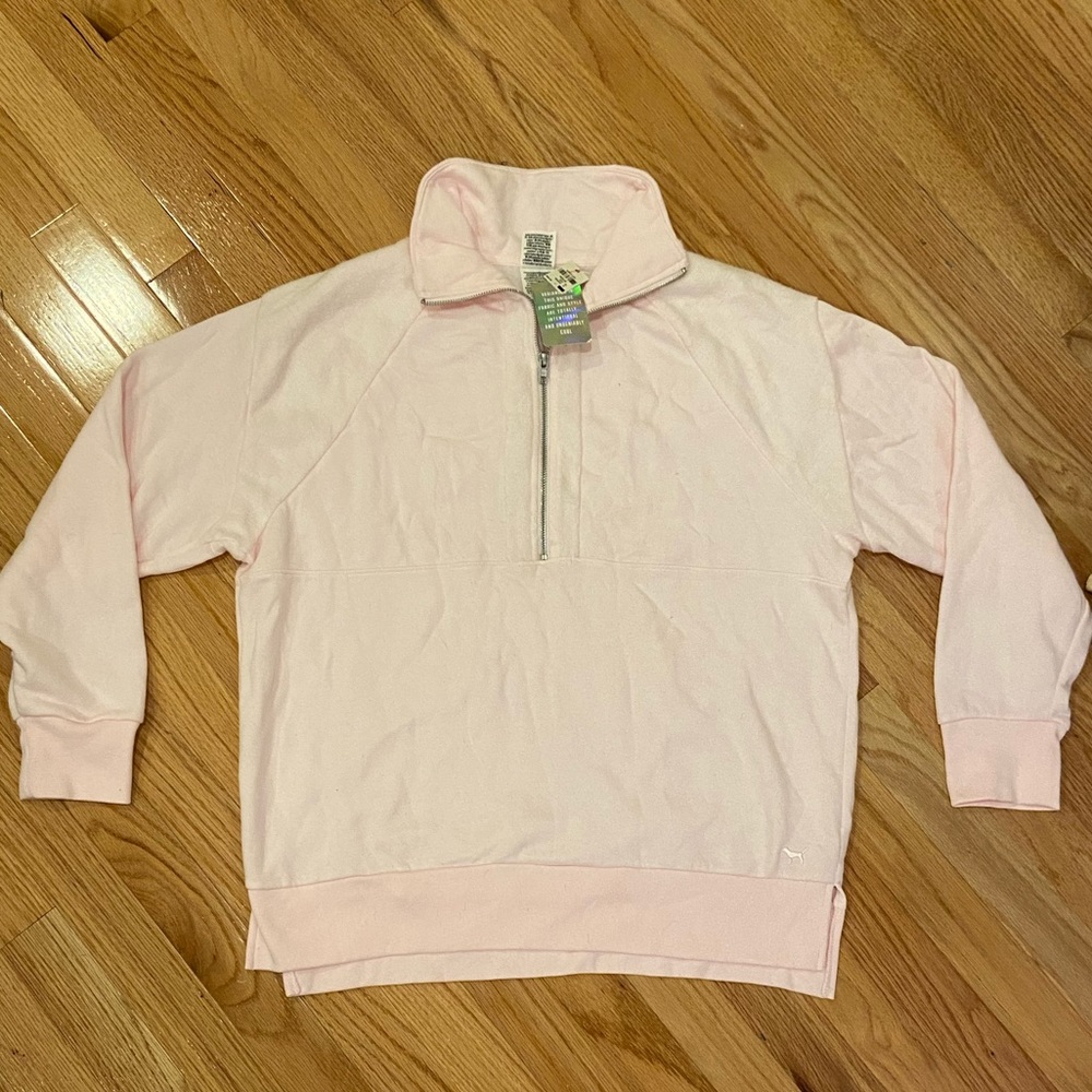 Pink Cotten/Fleece Quarter Zip Sweater Size Small